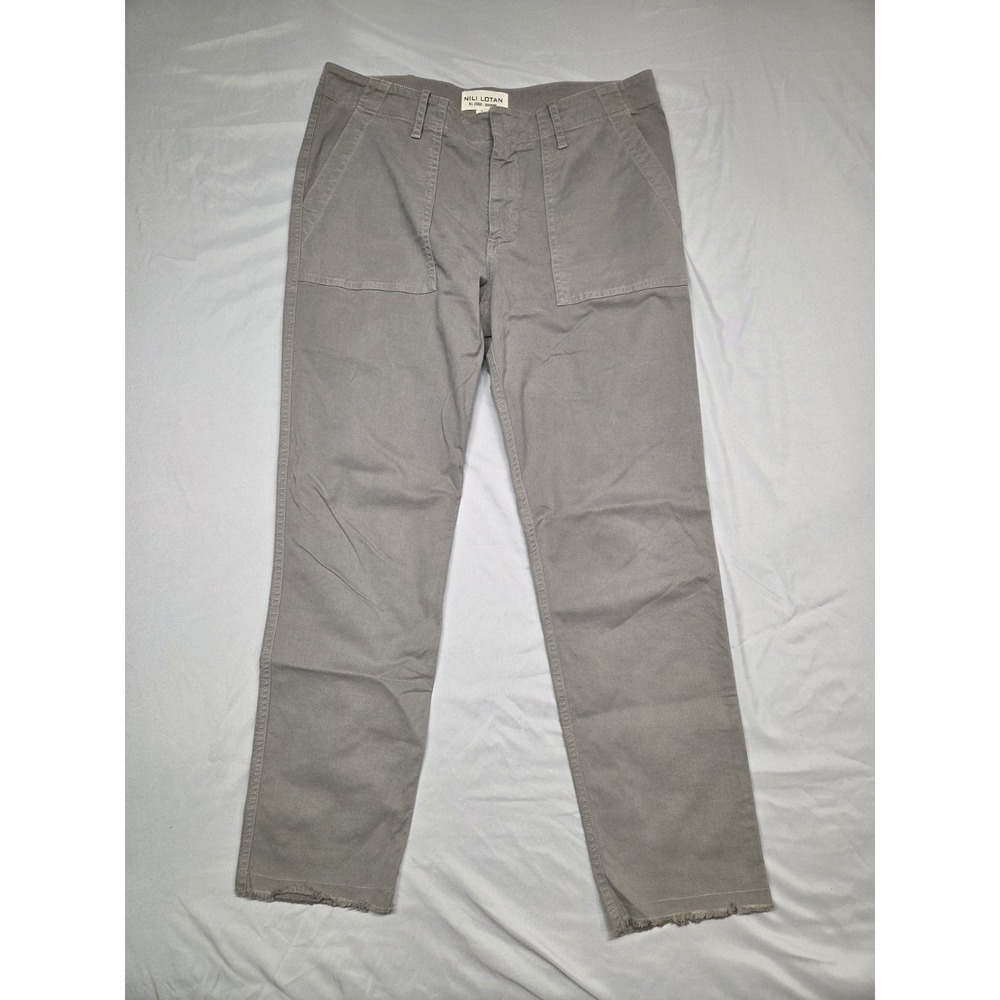 Nili Lotan Stone Jenna Carpenter Pants Slim Fit Raw Hem Women's 6